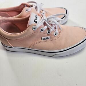 Vans Women’s 7.5 Peach Pink Canvas Lace Up Low Top Sneakers Casual Shoes